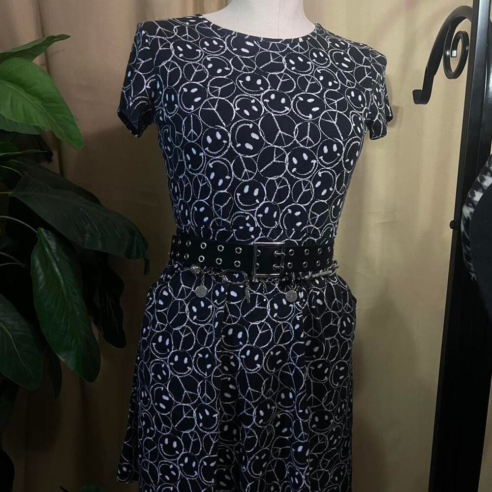 Black smiley face dress grunge